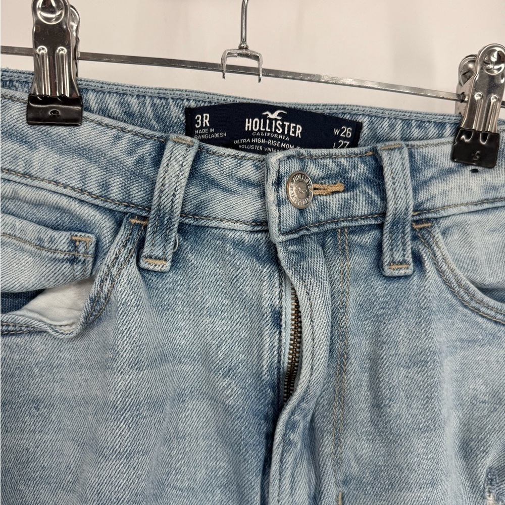 Hollister Light Blue Distressed Boyfriend Jeans - Picture 2 of 3